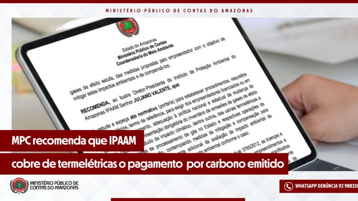 MPC-AM recomenda que IPAAM cobre de termelétricas o pagamento por carbono emitido